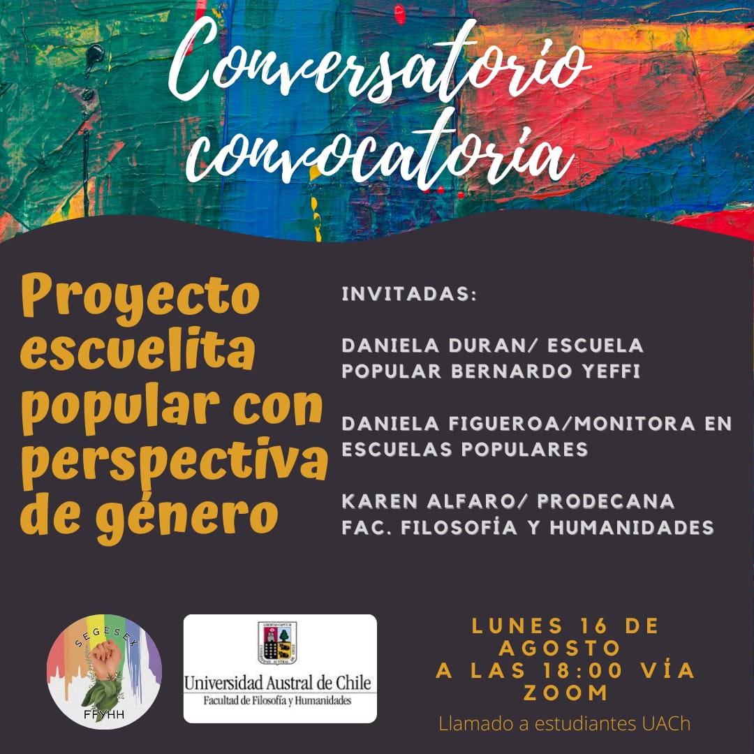 Invitación a conversatorio Proyecto Escuela Popular con Enfoque de Género en Valdivia